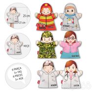 Tox 6 Parça Meslekler El Kukla Set Eğitici Oyuncak