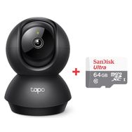 TP-Link C211 Tapo 2K 3 MP Yatay ve Dikey Wi-Fi Kamerası + 64 GB Sandisk Siyah Ultra Bellek