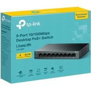 TP-Link LS109P Green Tech 9 Port Megabit 8 Port PoE 63W Yönetilemez Metal Kasalı Switch