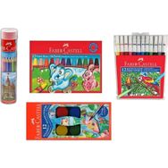 trendbizim Faber Castell 4'lü Boyama Seti12'li Suluboya 12'li Kuruboya 12'li Pastel Boya 12'li Keçeli Kalem