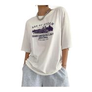 Trendseninle Age Of Steam Baskı Beyaz Oversize Kadın T-shirt