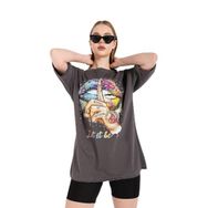 Trendseninle Antrasit Let It Be Gri Oversize Kadın T-shirt