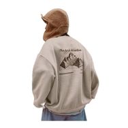 Trendseninle Arid Mountain Baskılı Bej Oversize Kadın Sweatshirt