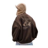 Trendseninle Arid Mountain Baskılı Kahverengi Oversize Kadın Sweatshirt