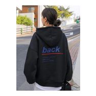 Trendseninle Back Baskılı Siyah Oversize Kadın Sweatshirt