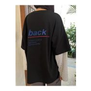 Trendseninle Back Baskılı Siyah Oversize Kadın T-shirt