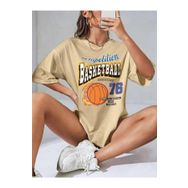 Trendseninle Basketball Tournament Baskılı Vizon Oversize Kadın T-shirt