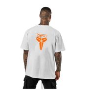 Trendseninle Beyaz Turuncu İmzalı Beyaz Oversize Erkek T-shirt