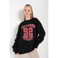 Trendseninle California 92 Baskılı Siyah Oversize Kadın Sweatshirt