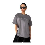 Trendseninle Clarity And Candor Baskılı Füme Oversize Kadın T-shirt