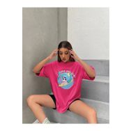 Trendseninle Deniz Kızı Baskılı Fuşya Pembe Oversize Kadın T-shirt