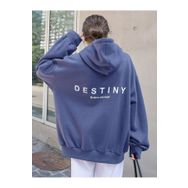 Trendseninle Destıny Tasarım Baskılı İndigo Mavi Kadın Sweatshirt