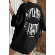 Trendseninle Dont Baskılı Siyah Oversize Kadın T-shirt