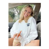 Trendseninle Dreaming Baskılı Beyaz Bisiklet Yaka Kadın Sweatshirt