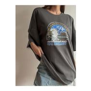 Trendseninle Eagle Stermn Baskılı Füme Oversize Kadın T-shirt