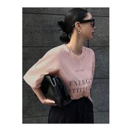 Trendseninle Energy Attitude Baskılı Pudra Pembe Oversize Kadın T-shirt