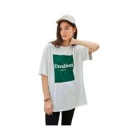 Trendseninle Excellent Baskılı Beyaz Oversize Kadın T-shirt
