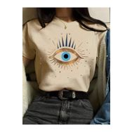 Trendseninle Eye Baskı Bej Regular Kadın T-shirt