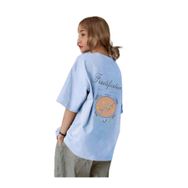 Trendseninle Fructification Baskılı Bebe Mavisi Oversize Kadın T-shirt