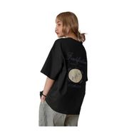 Trendseninle Fructification Baskılı Siyah Oversize Kadın T-shirt
