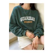 Trendseninle Guardıan Baskılı Nefti Yeşili Oversize Bisiklet Yaka Kadın Sweatshirt