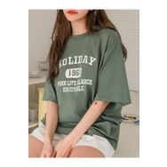 Trendseninle Holiday 1961 Baskılı Çağla Yeşili Oversize Kadın T-shirt