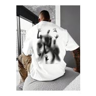 Trendseninle Horror Ghost Baskılı Beyaz Oversize Erkek T-shirt