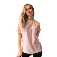 Trendseninle İnterlok Pembe Penye Oversize Kadın T-shirt