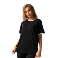 Trendseninle İnterlok Siyah Penye Oversize Kadın T-shirt
