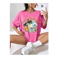 Trendseninle Keep Smiling Pembe Oversize Kadın T-shirt