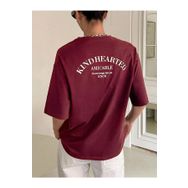 Trendseninle Kind Hearted Baskılı Bordo Oversize Kadın T-shirt