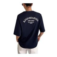 Trendseninle Kind Hearted Baskılı Lacivert Oversize Kadın T-shirt