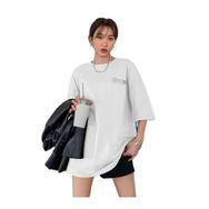 Trendseninle Limited Time Baskılı Beyaz Oversize Kadın T-shirt