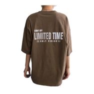 Trendseninle Limited Time Baskılı Kahverengi Oversize Kadın T-shirt