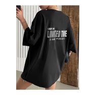 Trendseninle Limited Time Baskılı Siyah Oversize Kadın T-shirt