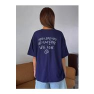 Trendseninle Love Love Love Baskılı Lacivert Oversize Kadın T-shirt
