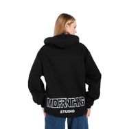 Trendseninle Mad For Nothing Baskılı Siyah Oversize Kapüşonlu Erkek Sweatshirt