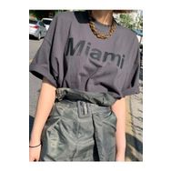 Trendseninle Miami Baskılı Füme Oversize Kadın T-shirt