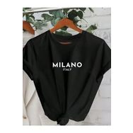 Trendseninle Milano Baskılı Siyah Oversize Kadın T-shirt