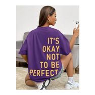 Trendseninle Mor Its Okay Baskılı Mor Oversize Kadın T-shirt