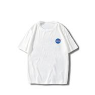 Trendseninle Nasa Logo Baskılı Beyaz Oversize Erkek T-shirt