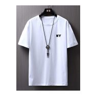 Trendseninle NY Baskılı Oversize Beyaz Oversize Erkek T-shirt