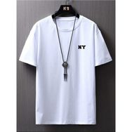 Trendseninle NY Baskılı Oversize Beyaz Oversize Erkek T-shirt