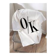 Trendseninle OK Baskılı Beyaz Oversize Kadın T-shirt