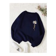 Trendseninle Papatya Baskılı Lacivert Bisiklet Yaka Kadın Sweatshirt