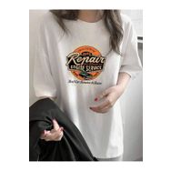 Trendseninle Repair Baskılı Beyaz Oversize Kadın T-shirt