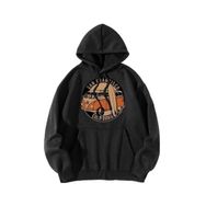 Trendseninle San Fransısco Woswos Baskılı Siyah Kahverengi Kapüşonlu Oversize Kadın Sweatshirt