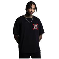 Trendseninle Savage Açık Siyah Oversize Baskılı Erkek T-shirt