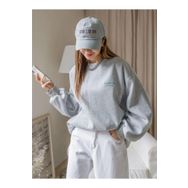 Trendseninle Staggertly Baskılı Gri Bisiklet Yaka Kadın Sweatshirt
