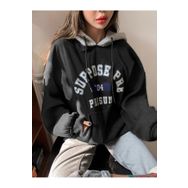 Trendseninle Suppose Baskılı Siyah Oversize Kadın Sweatshirt
